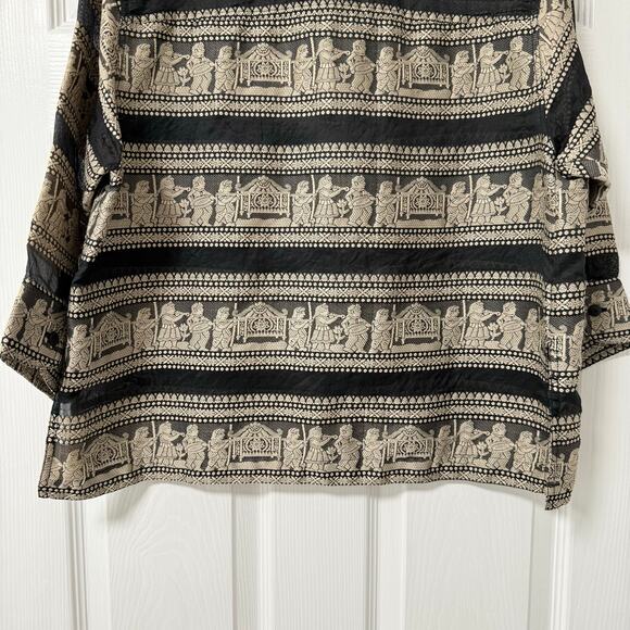 Chico's Design Women's Black & Gold Artsy Sheer Top Size 1. - Picture 9 of 11